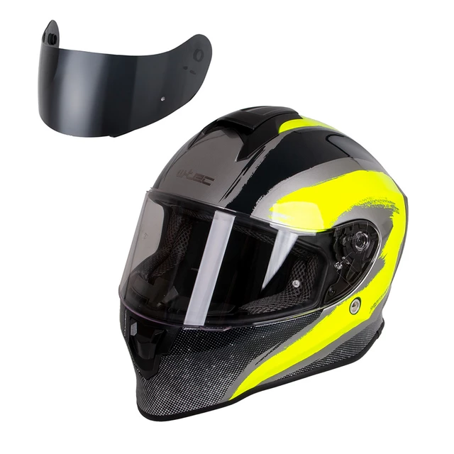 Kask motocyklowy W-TEC Integra Graphic + wizjer - Czarno-zielony - Czarno-zielony