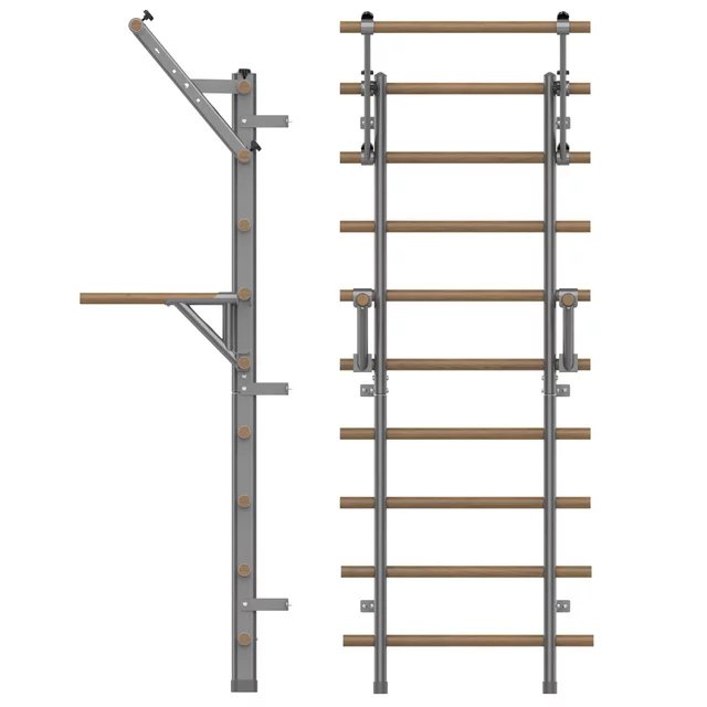 Drabinka gimnastyczna inSPORTline Wootaline 199x80 cm ∙ z drążkiem i poręczami ∙ nośność 150 kg ∙ rama stal/drewno