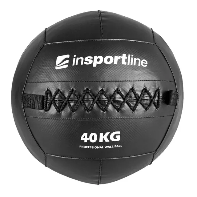 Piłka lekarska Walbal SE 40 kg inSPORTline ∙ pętle do taśmy, liny  ∙ podwójne szycie ∙ wytrzymała powłoka PVC ∙ BLACK EDITION