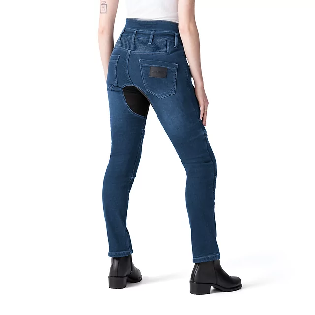 Damskie jeansy motocyklowe W-TEC Biterillo Lady ∙ aramid ∙ ochraniacze ∙ wentylacja ud ∙ wysoki stan ∙ elastyczne panele - Niebieski