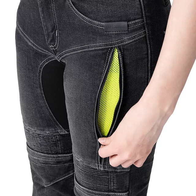 Damskie jeansy motocyklowe W-TEC Biterillo Lady ∙ aramid ∙ ochraniacze ∙ wentylacja ud ∙ wysoki stan ∙ elastyczne panele - Niebieski