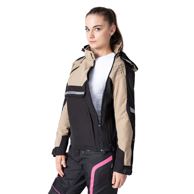 Damska kurtka motocyklowa W-TEC Annorack Lady ∙ wyjmowane ochraniacze CE ∙ system airvent ∙ odpinany kaptur ∙ elementy odblaskowe - czarny piasek
