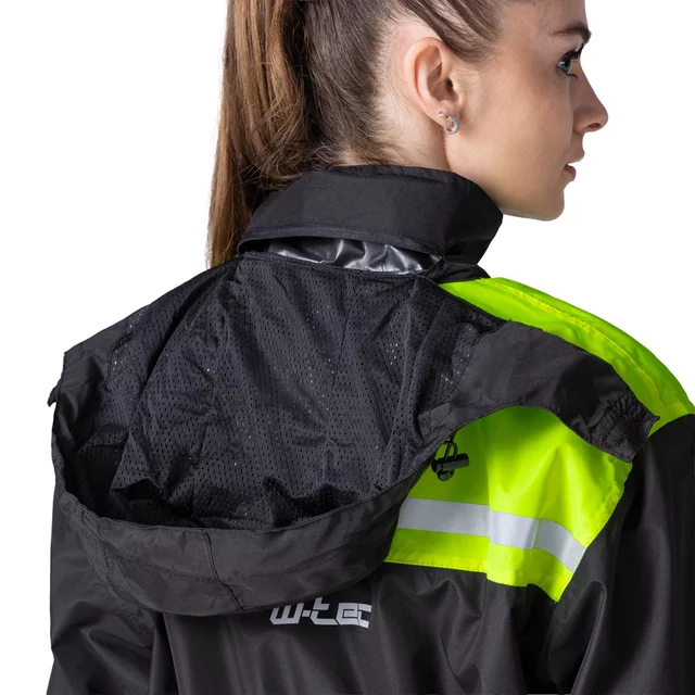 Kurtka motocyklowa przeciwdeszczowa W-TEC Rinstop ∙ wodoodporna ∙ odblaskowa Visionight ∙ ripstop ∙ mesh ∙ lekka kompaktowa - Czarny-fluo