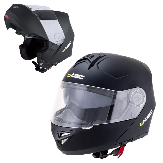 Kask motocyklowy szczękowy W-TEC Vexamo z blendą - Biały - Czarny matowy