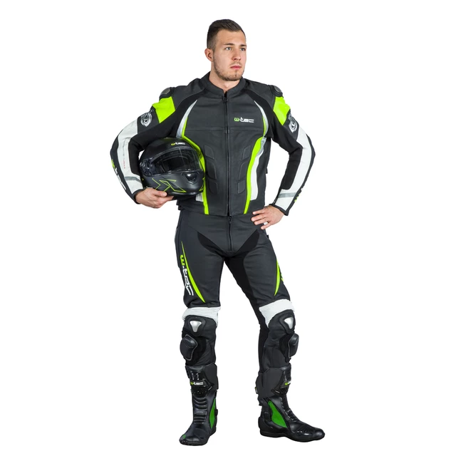 Męska skórzana kurtka motocyklowa W-TEC Velocity - Czarny-fluo
