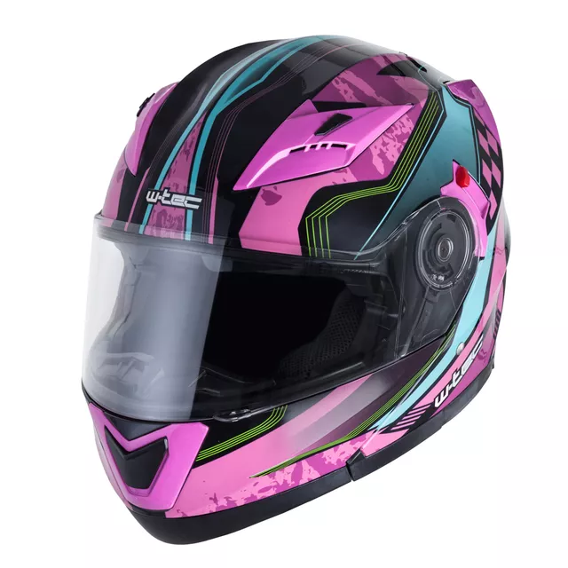 Kask motocyklowy z blendą Flip-Up W-TEC Pezzon Magenta