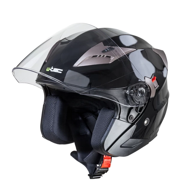 Kask motocyklowy otwarty z blendą W-TEC Putta - Biały perłowy - czarno-brązowy