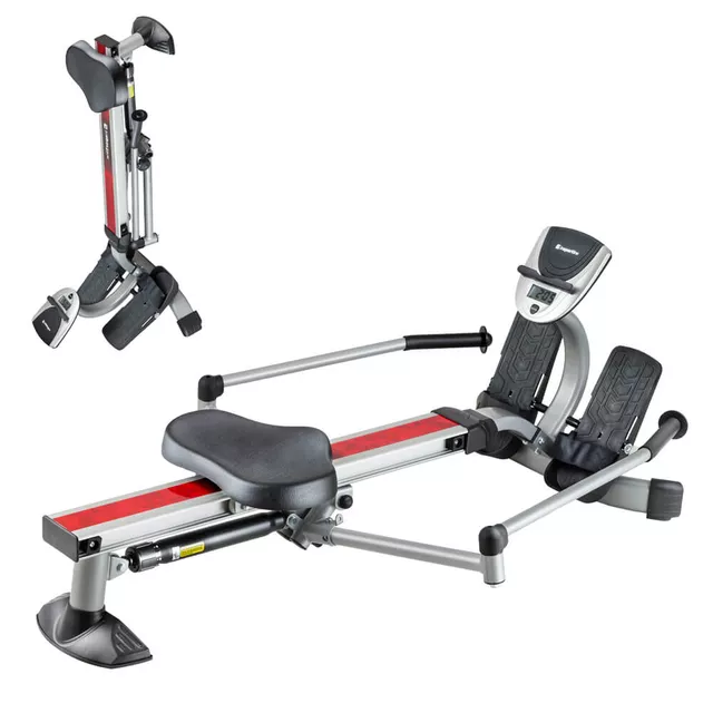 Wioślarz treningowy inSPORTline Power Master X ∙ hydrauliczny system oporu ∙ 12 poziomów oporu ∙ płynny ruch ∙ uchwyt na tablet ∙ LCD - Czarny - Srebrny