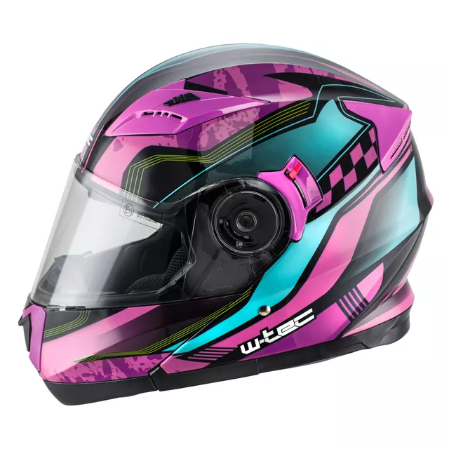 Kask motocyklowy z blendą Flip-Up W-TEC Pezzon Magenta
