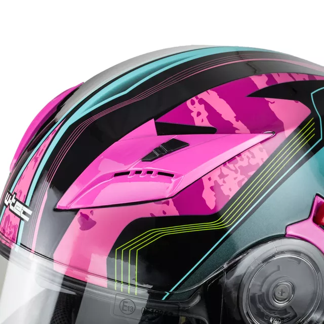 Kask motocyklowy z blendą Flip-Up W-TEC Pezzon Magenta