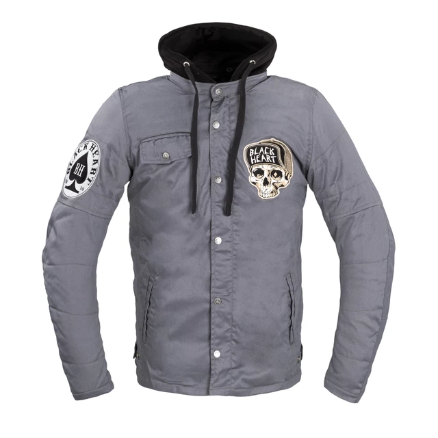 Męska kurtka motocyklowa W-TEC Black Heart Garage Built Jacket ∙ Ochraniacze CE ∙ Kaptur odpinany - Ciemny szary - Ciemny szary