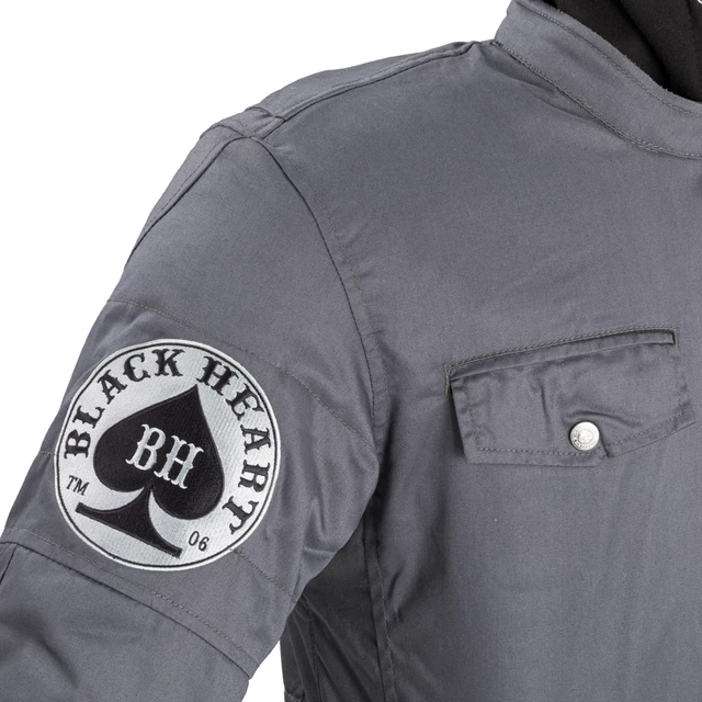 Męska kurtka motocyklowa W-TEC Black Heart Garage Built Jacket ∙ Ochraniacze CE ∙ Kaptur odpinany - Ciemny szary