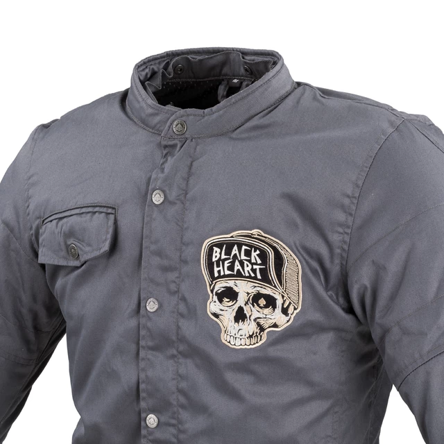 Męska kurtka motocyklowa W-TEC Black Heart Garage Built Jacket ∙ Ochraniacze CE ∙ Kaptur odpinany - Ciemny szary