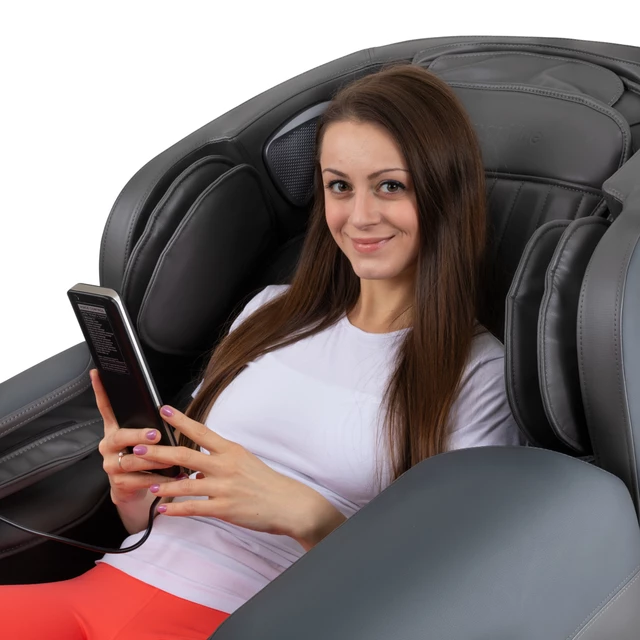 Fotel do relaksu inSPORTline Carlita ∙ masaż mechaniczny + powietrzny ∙ ogrzewanie podczerwienią ∙ sterowanie głosowe ∙ Bluetooth - Antracyt