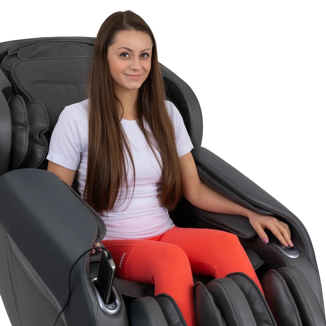 Fotel do relaksu inSPORTline Carlita ∙ masaż mechaniczny + powietrzny ∙ ogrzewanie podczerwienią ∙ sterowanie głosowe ∙ Bluetooth - Antracyt