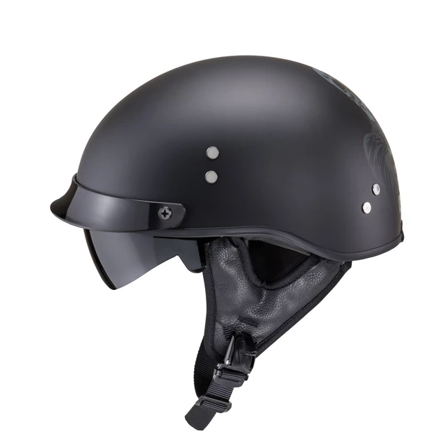 Kask motocyklowy otwarty chopper W-TEC Black Heart Rednut - Motocykl / Czarny mat - Pistolet Blazin / Matowa czerń