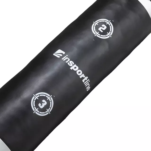 Worek bokserski treningowy inSPORTline Robkin 180x35cm ∙ waga 50 kg ∙ skóra syntetyczna ∙ z łańcuchami - Czarno-biały