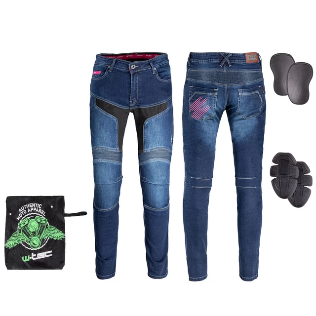 Spodnie motocyklowe / Jeasny damskie W-TEC Alfreda CE ∙ aramidowe wzmocnienie ∙ ochraniacze CE level 2 ∙ elastan ∙ elementy odblaskowe - Niebieski