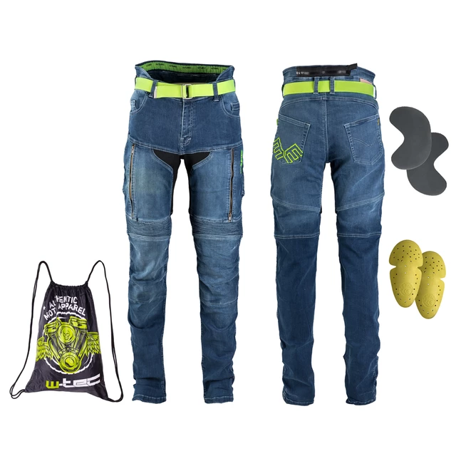 Damskie dżinsy motocyklowe W-TEC Ekscita - Niebieski - Niebieski