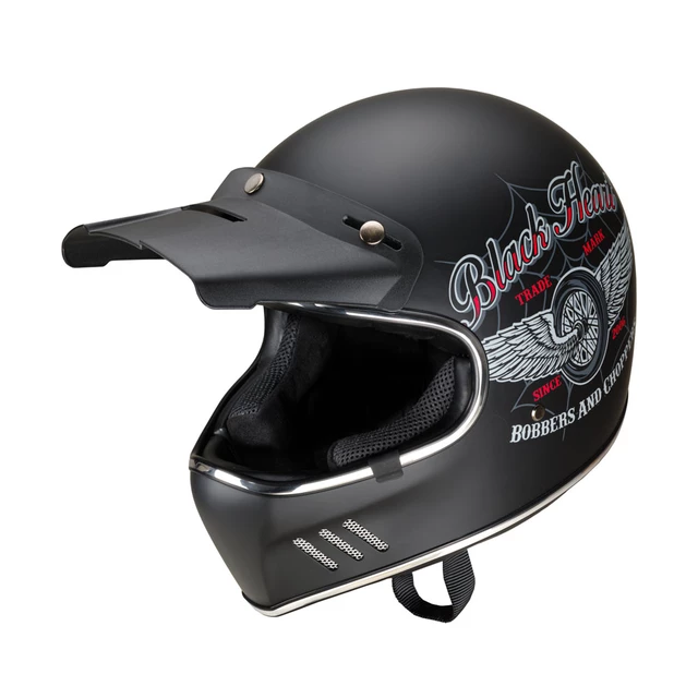 Kask motocyklowy W-TEC Black Heart Retron i gogle Dalhart - Gniewny Czarny