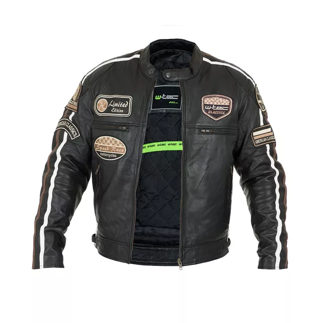 Męska skórzana kurtka motocyklowa W-TEC Sheawen Black