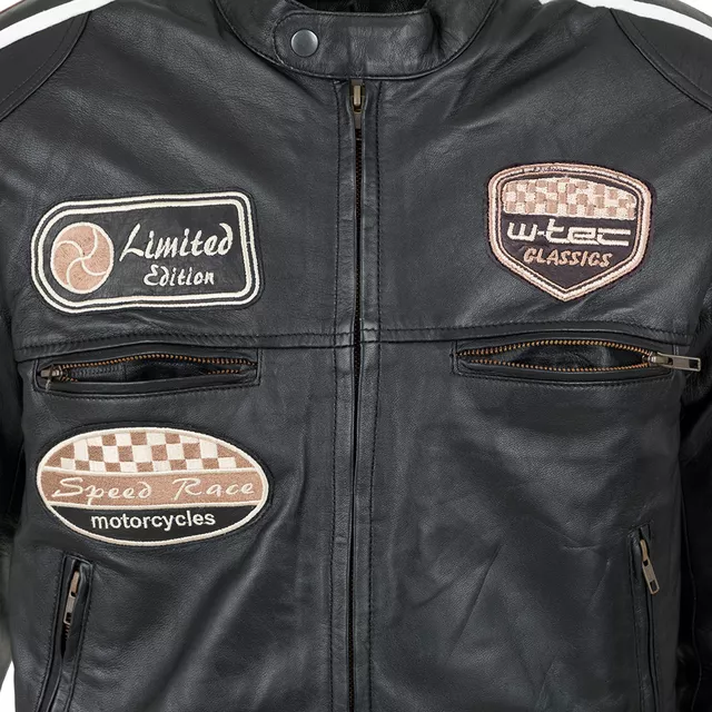Męska skórzana kurtka motocyklowa W-TEC Sheawen Black