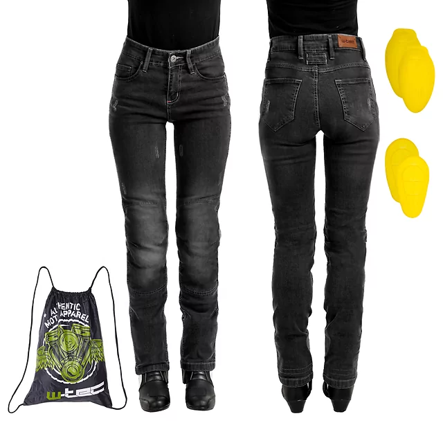 Damskie jeansowe spodnie motocyklowe W-TEC Panimali - Czarny - Czarny