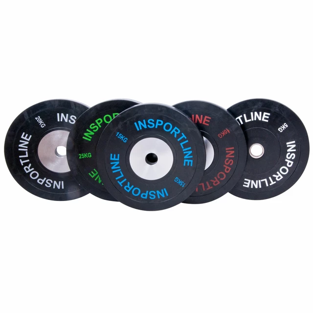 Obciążenie gumowe inSPORTline Bumper Plate 25 kg ∙ żeliwo chromowane ∙ otwór olimpijski 50 mm ∙ odporne na uderzenia ∙ gumowane