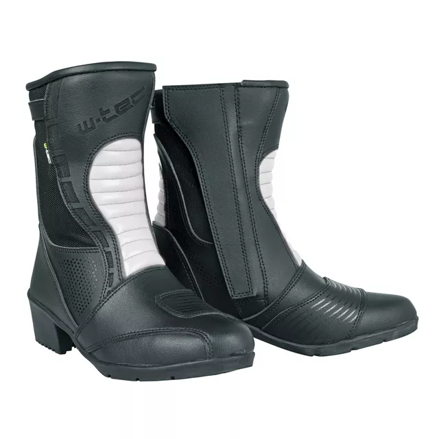 Damskie skórzane buty motocyklowe W-TEC Beckie W-5036 - OUTLET - Czarno-różowy