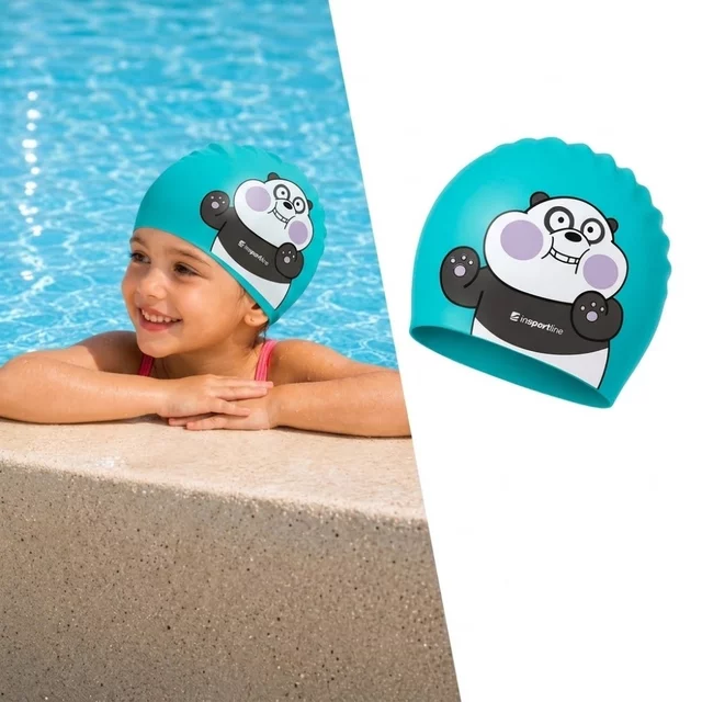Dziecięcy czepek pływacki inSPORTline Swimino ∙ 100% silikon ∙ łatwe zakładanie ∙ uroczy motyw - Panda