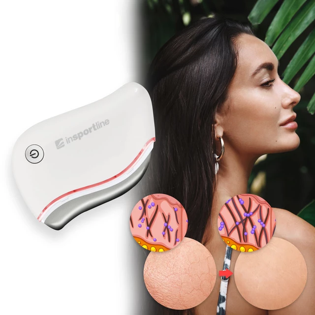 Masażer twarzy inSPORTline Lilona ∙ Gua-Sha + wibracje + LED ∙ ogrzewanie 42-46 °C ∙ 5 trybów