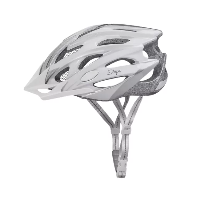 Kask rowerowy Etape Venus ∙ siatka przeciw owadom ∙ odpinany daszek ∙ 25 otworów wentylacyjnych ∙ elementy odblaskowe - biały/srebrny mat