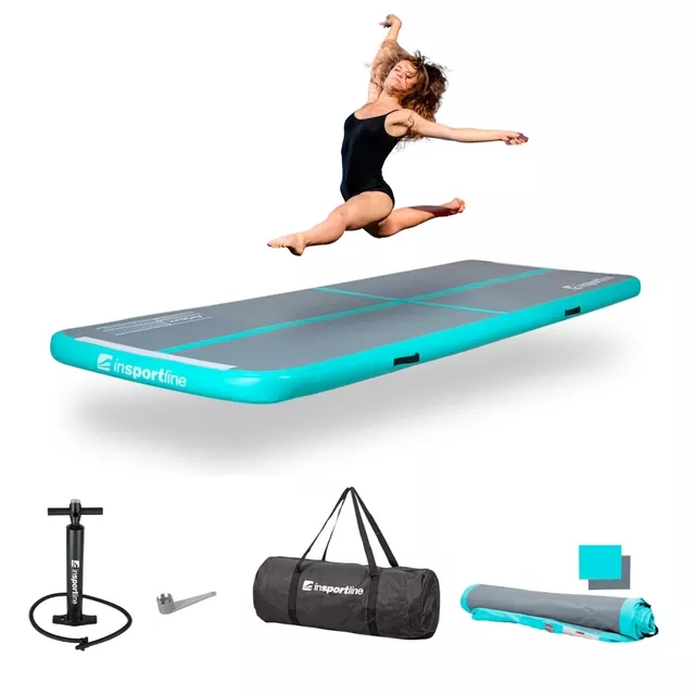 Ścieżka akrobatyczna Airtrack inSPORTline Airstunt 400x100x10 cm ∙ z pompką ∙ nośność 650 kg ∙ wodoodporna ∙ pokrowiec w zestawie