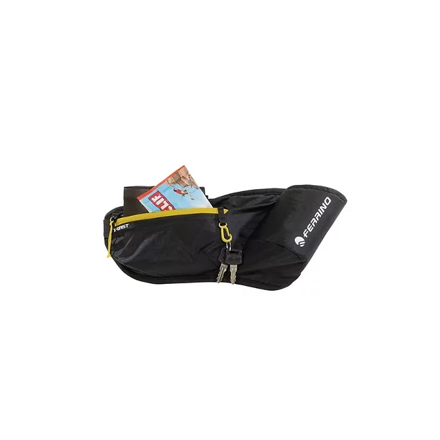 Nerka biegowa Ferrino X-Waist ∙ kieszeń na bidon ∙ karabińczyk na klucze ∙ elementy odblaskowe ∙ waga 85 g ∙ nylon ripstop