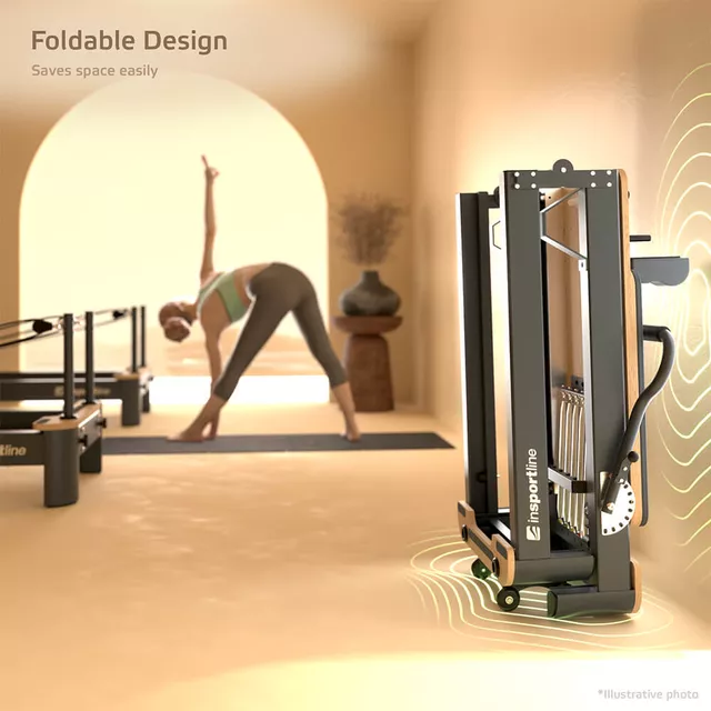 Profesjonalny reformer do pilatesu inSPORTline Comfolder ∙ składany ∙ nośność 150 kg ∙ rama aluminiowa ∙ regulacja oporu