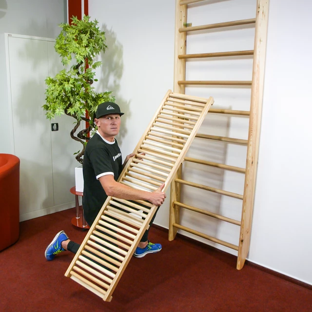 Drabinka gimnastyczna inSPORTline Shapemar 220x90 cm ∙ 12 szczebli ∙ nośność 130 kg ∙ drewno bukowe ∙ podwójnie lakierowana