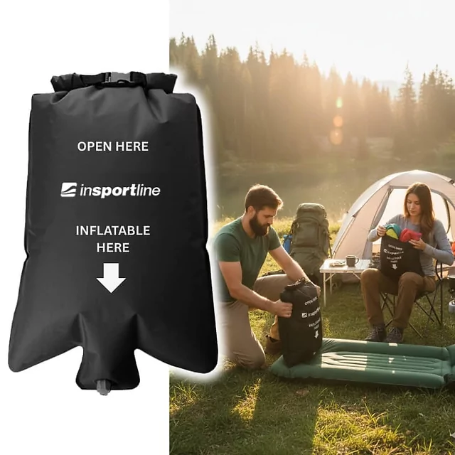 Worek wodoszczelny z pompką inSPORTline Proofair 25 l ∙ funkcja 2w1 ∙ poduszka dmuchana ∙ outdoor kajak