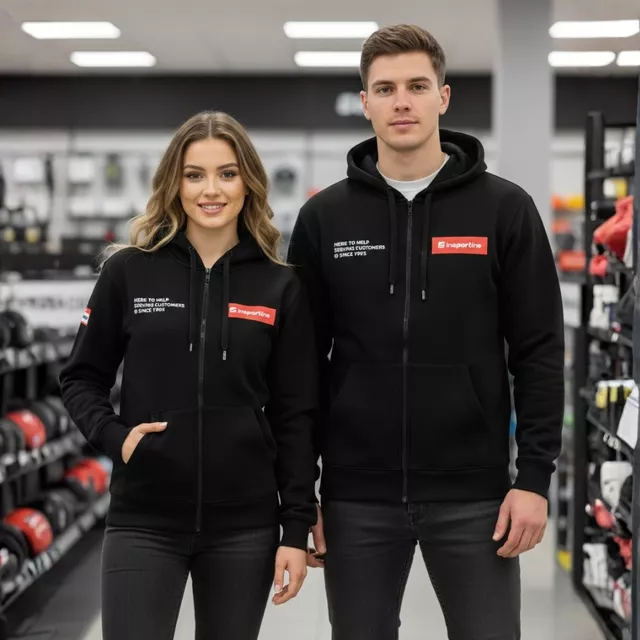 Bluza unisex rozpinana inSPORTline Signature ∙ kaptur regulowany ∙ 2 kieszenie ∙ elastyczne mankiety ∙ komfortowy materiał - Czarny - Czarny