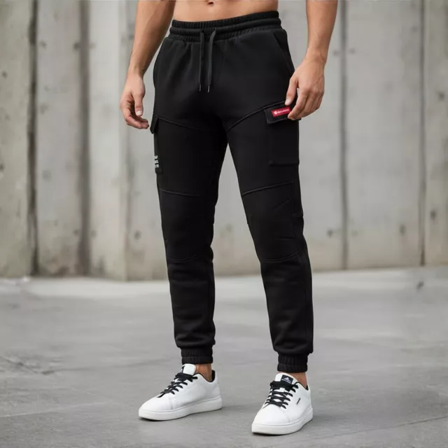 Spodnie dresowe cargo inSPORTline Signature ∙ unisex ∙ pojemne kieszenie ∙ mocny ściągacz - Czarny - Czarny