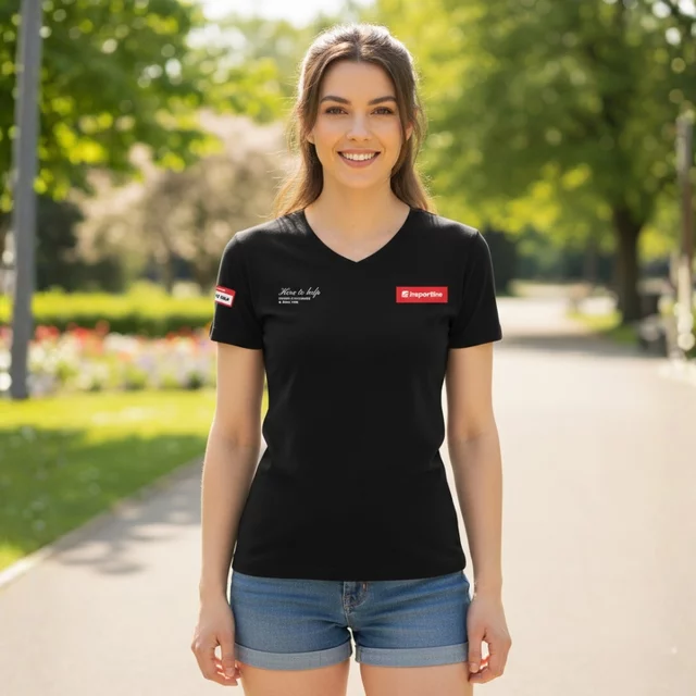 Koszulka damska inSPORTline Signature ∙ 100% bawełna ∙ wygodny krój ∙ duże logo na plecach - Czarny