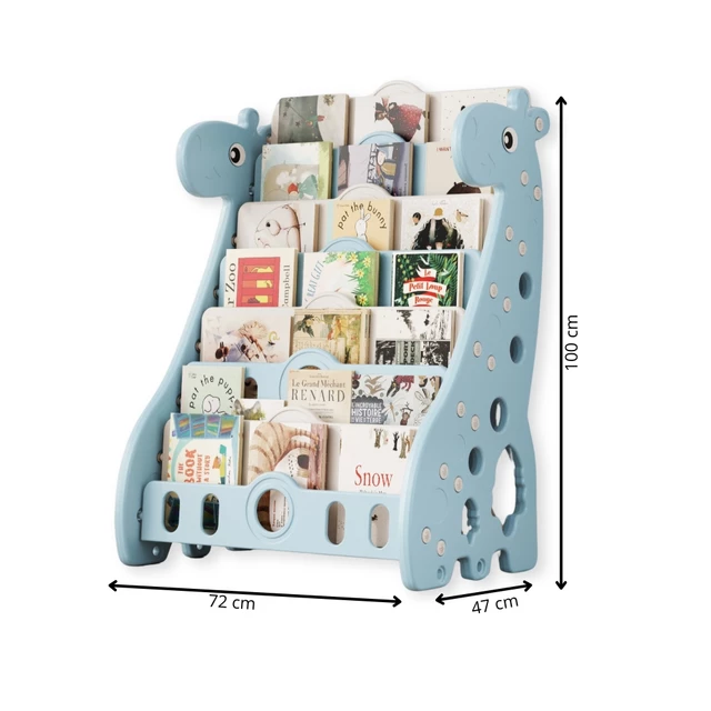 Biblioteczka dziecięca inSPORTline Girafondo ∙ regał na książki ∙ 6 poziomów ∙ nośność 30 kg ∙ HDPE ∙ zaokrąglone krawędzie ∙ regulowana - Niebieski