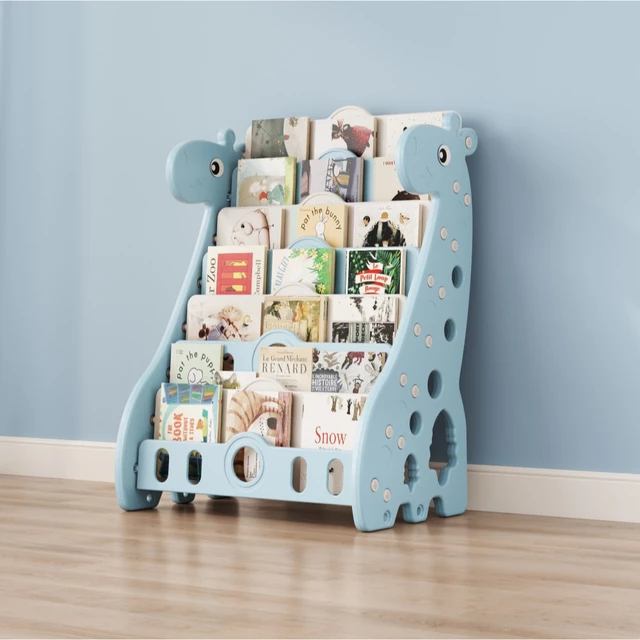 Biblioteczka dziecięca inSPORTline Girafondo ∙ regał na książki ∙ 6 poziomów ∙ nośność 30 kg ∙ HDPE ∙ zaokrąglone krawędzie ∙ regulowana - Niebieski