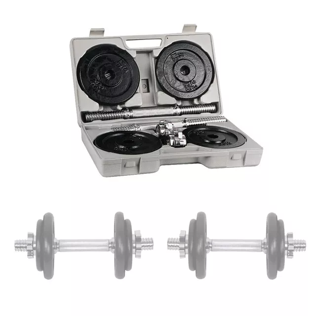 Zestaw hantli z gryfami oraz zaciskami 2 x 5-10 kg inSPORTline