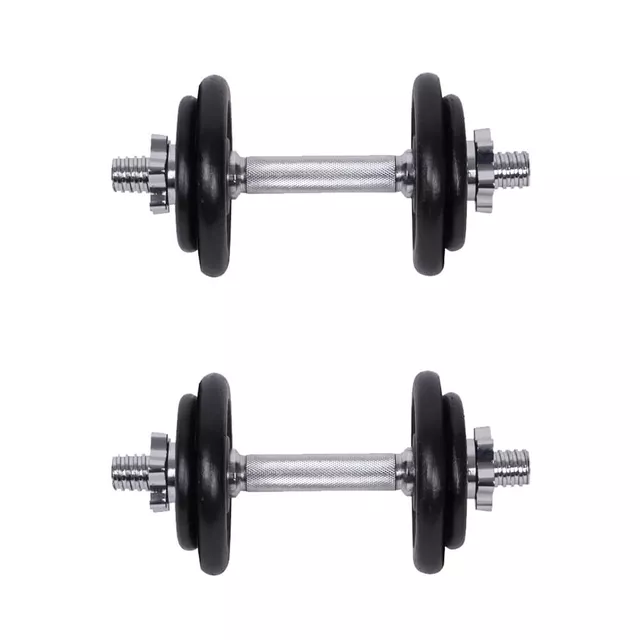 Zestaw hantli z gryfami oraz zaciskami 2 x 5-10 kg inSPORTline