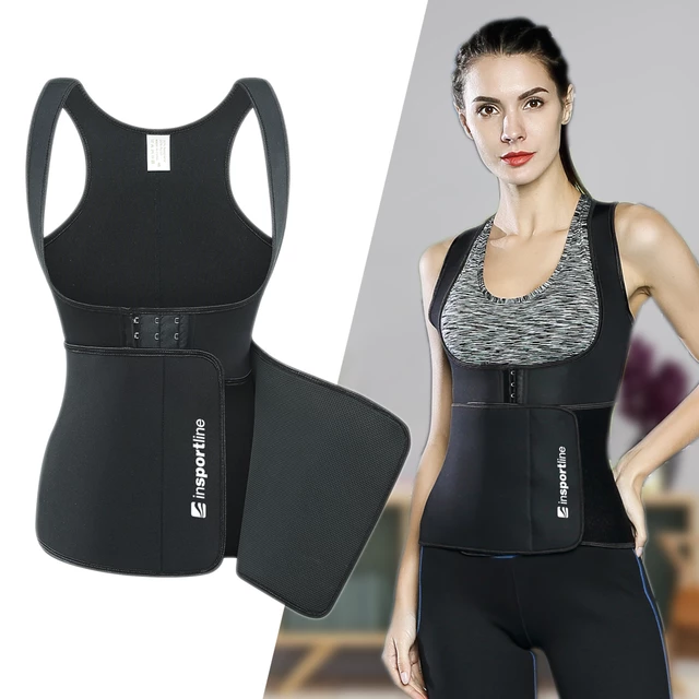 Gorset fitness na ramiączkach inSPORTline Corbeam ∙ wyszczuplający ∙ stabilizujący ∙ kompresyjny z ramiączkami - Czarny