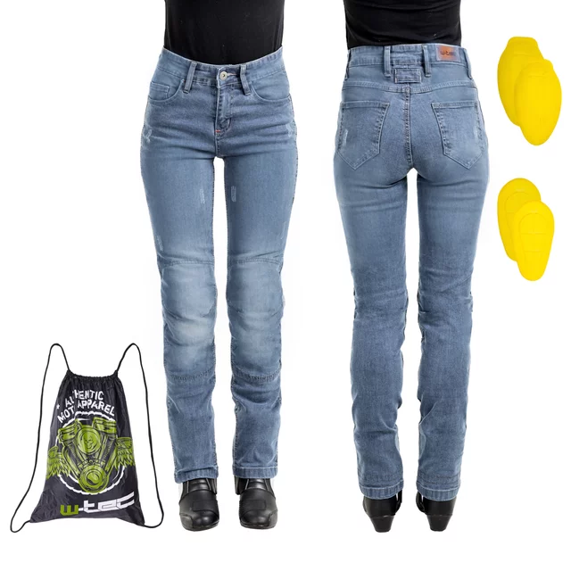 Damskie jeansowe spodnie motocyklowe W-TEC Panimali - Czarny - Niebieski