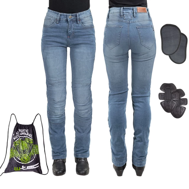 Damskie jeansowe spodnie motocyklowe W-TEC Lustipa - Niebieski - Niebieski