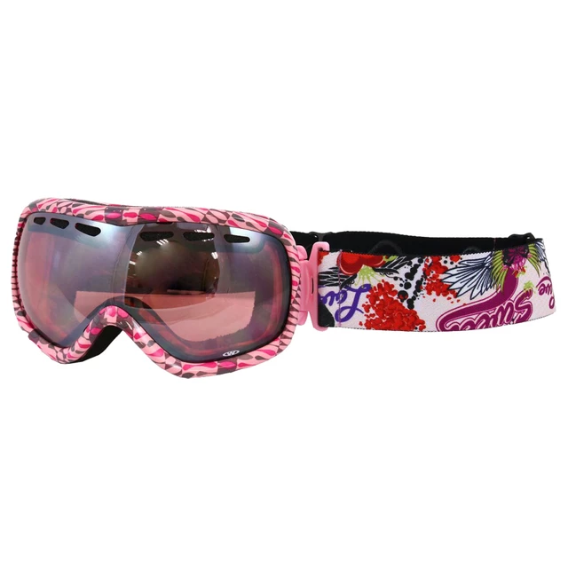 Gogle narciarskie snowboardowe WORKER Molly ∙ podwójne szkła anti-fog ∙ wentylacja ∙ UV protection ∙ regulowany pasek - Różowa grafika - Różowa grafika
