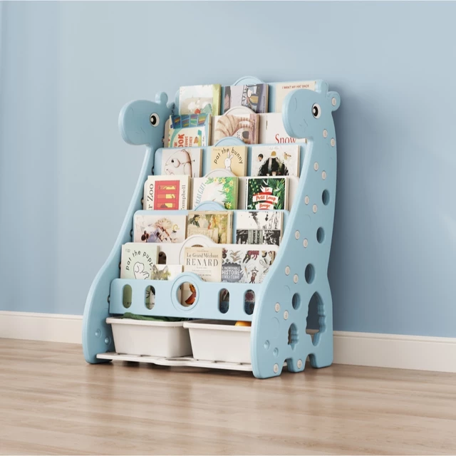 Biblioteczka dziecięca inSPORTline Girafondo ∙ regał na książki ∙ 6 poziomów ∙ nośność 30 kg ∙ HDPE ∙ zaokrąglone krawędzie ∙ regulowana - Niebieski