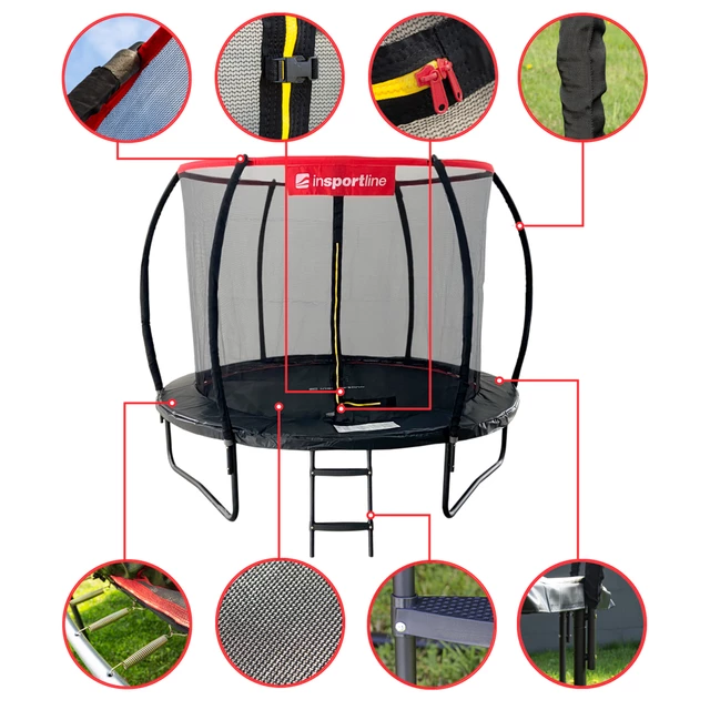 Trampolina z pełnym wyposażeniem inSPORTline Flea PRO 244 cm - OUTLET